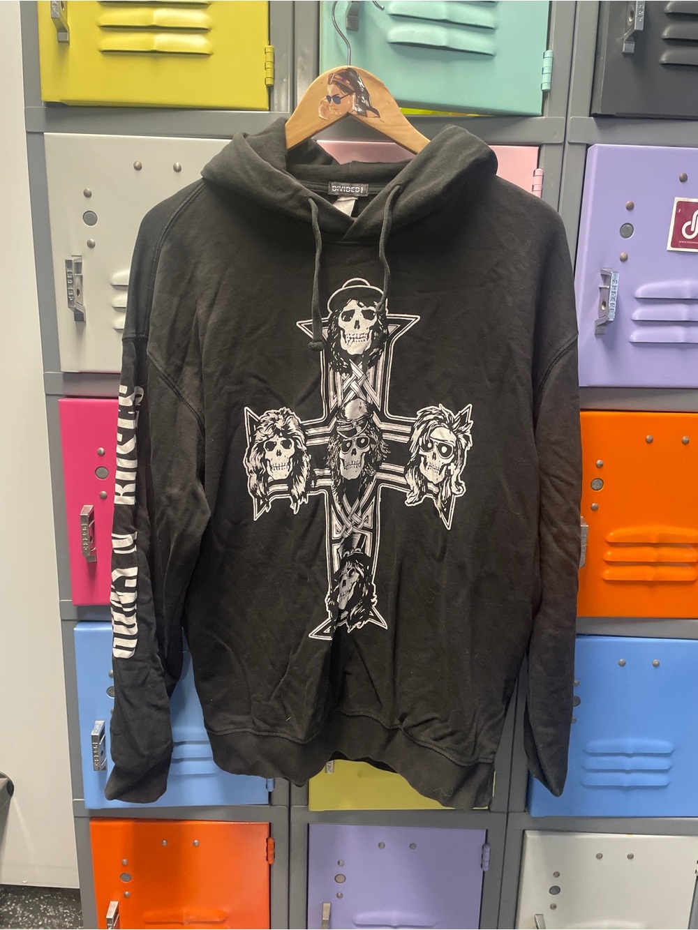 Black Guns and Roses Graphic Skull Cross Hoodie Sweatshirt - Men